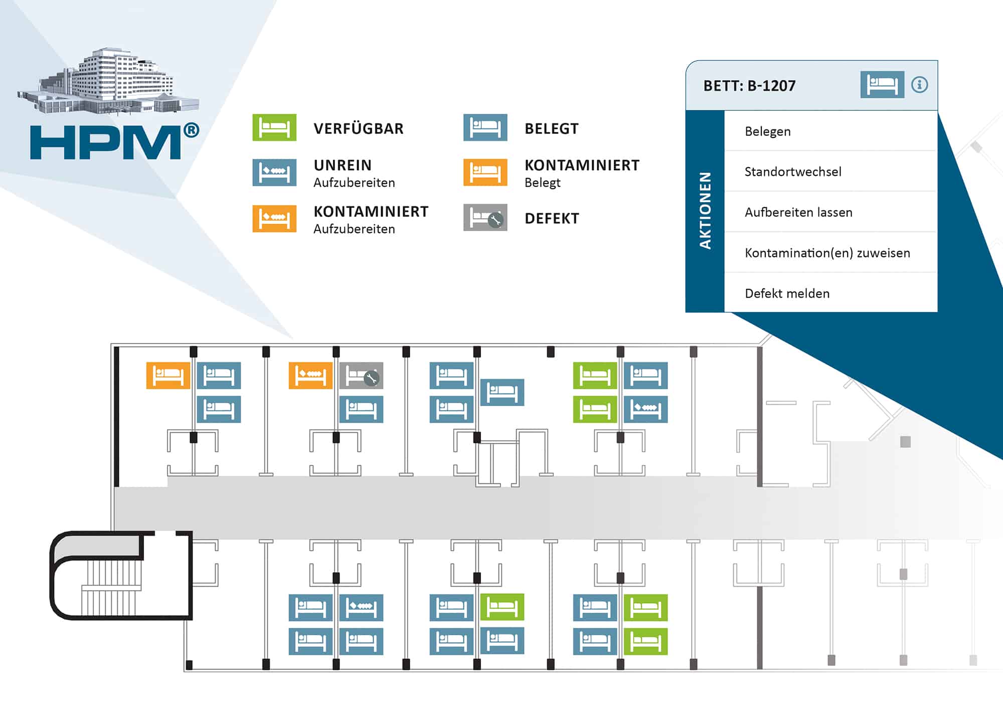 Bettenmanagement im Krankenhaus: HPM Raumkarte