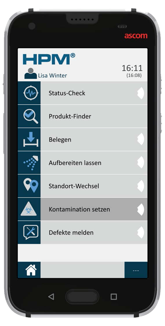 Ascom-myco3 HPM® Software für mobile Steuerung von Ressourcen in Krankenhäusern mit Ascom Myco3